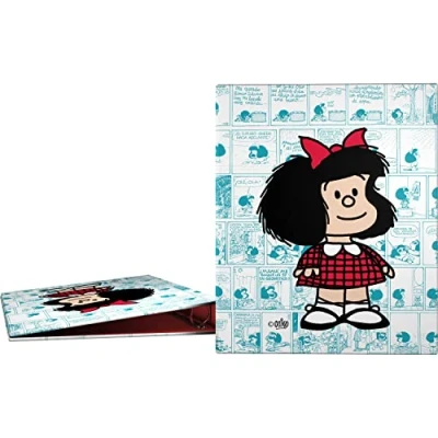 Imagen de Grafoplás Carpeta de Anillas A4 4 Mixtas 25mm Colección Mafalda Viñetas Suave al Tacto Certificado FSC