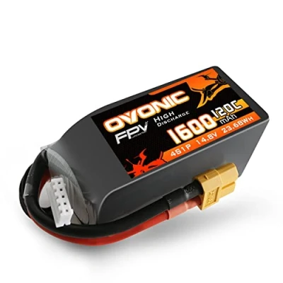 Imagen de OVONIC 4s Batería Lipo 120C 14.8V 1600mAh con Conector XT60 para RC FPV Helicóptero Avión Quadcopter Hobby Racing
