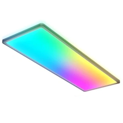 Imagen de B.K.Licht I Lámpara de techo LED RGB Panel ultra plano Cambio color RGBW regulable Iluminación indirecta Mando a distancia Negro
