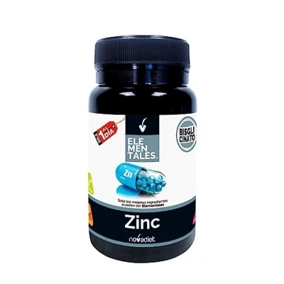 Imagen de Novadiet ELEMENTALES Zinc Cápsulas con y Bisglicinato de Para Fortalecer Proteger el Sistema Inmune las Células Mejora la Salud Sexual Masculina Refuerzo Antioxidante 60