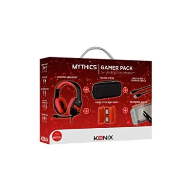 Imagen de Konix Mythics Gamer Pack de accesorios para Nintendo Switch, Switch Lite y OLED Auriculares Funda Estuche juegos Cable Vidrio templado
