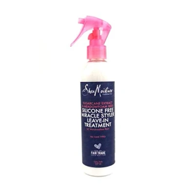 Imagen de SHEA MOISTURE Extracto de caña azúcar y semillas espuma pradera Miracle Hair Styler Leave In Tratamiento sin silicona seguro para el color, acondicionador enjuague todo tipo