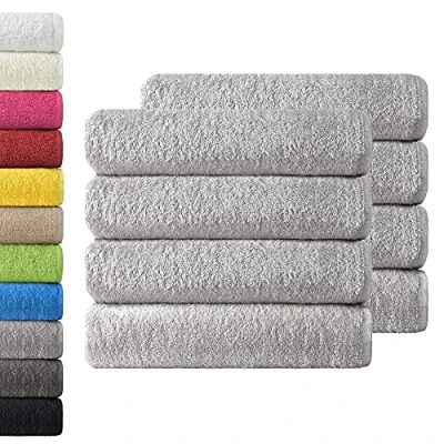 Imagen de NatureMark Paquete Ahorro de 8 Toallas Tejido Rizo, Set Unidades 50 x 100 cm, Gris Plata, 100% algodón