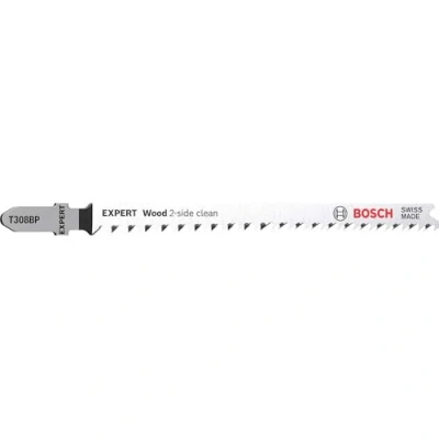 Imagen de Bosch Professional 3x Hojas de Sierra calar Expert `Wood 2 Side Clean` T 308 BP (para Contrachapado, Tablero para mobiliario madera maciza, Longitud 117 mm, accesorios calar)