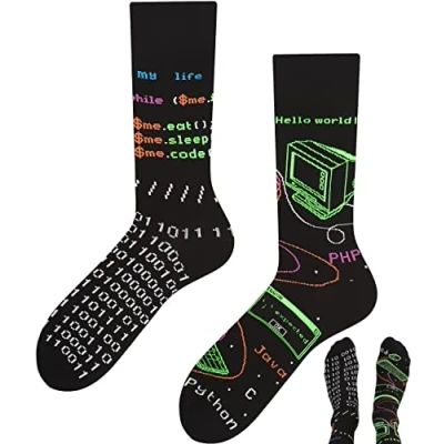 Imagen de TODO divertidos Calcetines con diseño para hombre y mujer multicolor, locos, Informático Code Mode, 47 50