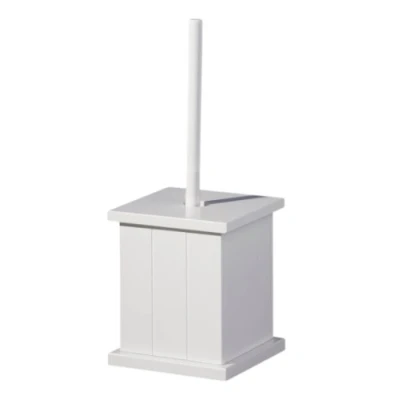 Imagen de Premier Housewares Escobillera Cuadrada de Madera para baño, Color Blanco