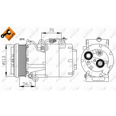Imagen de NRF EASY FIT 32722 compresor de Aire Acondicionado VS16 12 PAG 46 con aceite PAG, junta anular FORD: Focus 2, C Max, Max