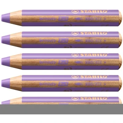 Imagen de Lápiz de color multitalento STABILO woody 3 en 1 Caja con 5 unidades lila pastel