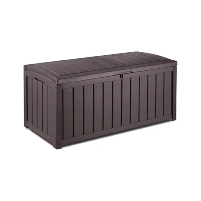 Imagen de Keter Glenwood Arcón Exterior, Baúl almacenaje, Capacidad 390L, Resina, Color Marrón, Ordenación jardín y terraza, 65 x 128 61 cm