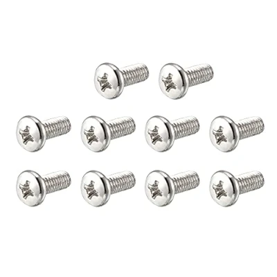 Imagen de sourcing map 60pcs Tornillos de Cabeza Phillips perno M4 x 10mm 304 Acero Inoxidable Cruz Troncocónica