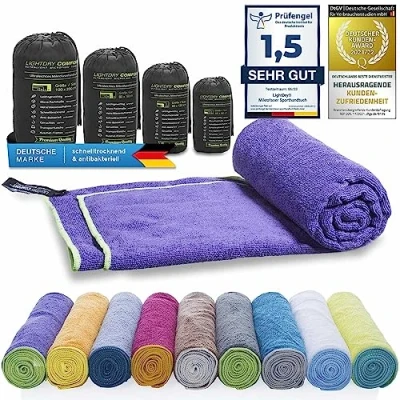 Imagen de Toalla deportiva de mochila microfibra LightDry para hombres y mujeres viaje secado extremadamente rápido Toallas playa baño Absorbente, ligera antibacteriana (160 x 80 cm, Violeta)