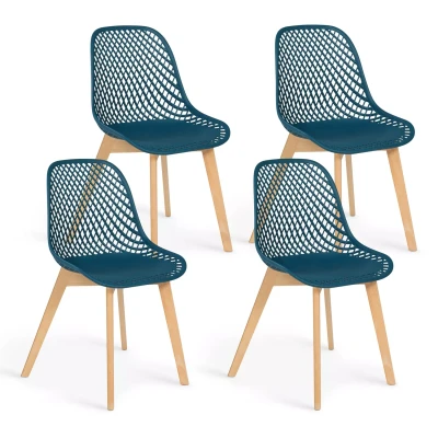 Imagen de IDMarket Mandy Juego de 4 sillas para comedor, azul huevo pato