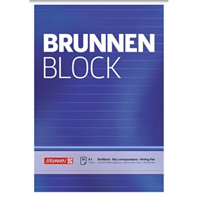 Imagen de Brunnen Bloc de notas, a rayas, tamaño A5, 50 hojas, color blanco