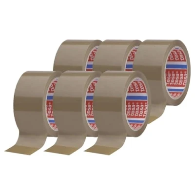 Imagen de tesa Pack PP 4195 Cinta adhesiva para paquetes y cajas (6 rollos, 66 m x 50 mm), color marrón