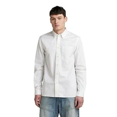 Imagen de G STAR RAW One Pkt Regular Shirt Long Sleeve Camisetas, Blanco White D24292 a504 110, XL para Hombre