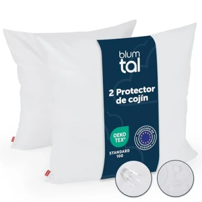 Imagen de Blumtal Set de 2 Fundas Almohada Impermeable Funda Protectora, Transpirable, Antiácaros, con Cremallera y Certificado Oeko Tex 100, 50x50 cm
