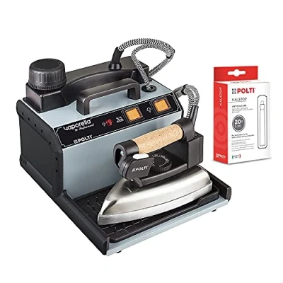 Imagen de Polti Vaporella 2H Pro Kalstop, Plancha de Vapor con Caldera y Tapón Seguridad, 3 Bares Presión, Gris Negra, Incluye 20 Ampollas Kalstop para Prevenir la Formación Cal