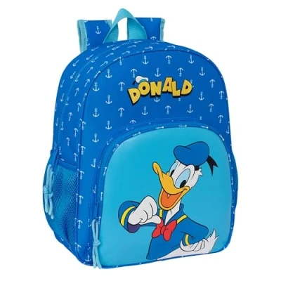 Imagen de Safta DONALD INFANTIL Mochila Escolar Niño, Infantil, Adaptable a Carro, Ideal para Niños en Edad Escolar, Cómoda y Versátil, Calidad Resistencia, 32x12x38 cm, Color Azul