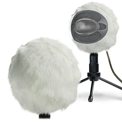 Imagen de YOUSHARES Blue Snowball Microfono Filtro Pop Filter Funda Antiviento Protector contra el Viento de Piel para (Blanco)