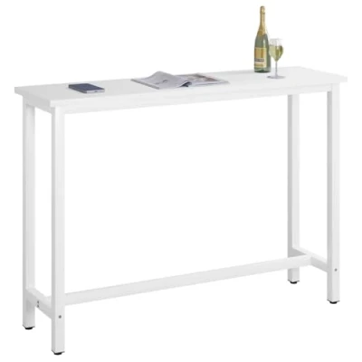 Imagen de WOLTU Mesa de Bar Bistro Comedor con Estructura Metal, MDF, 140x40x100cm (WxDxH) Blanco BT30ws