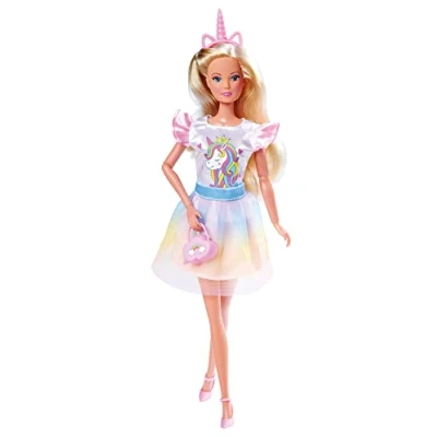 Imagen de Simba 105723555 Steffi Love Unicorn Fashion, Ropa de Muñeca, Unicornio, Conjunto para Muñecas Vestir 29 cm, Sin 2 Diseños Surtidos, Solo Se Entregará Un Artículo, A