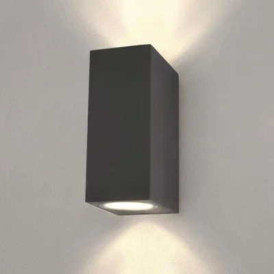 Imagen de Ledvion Helene, Cubo LED de Luz Pared para Exteriores Antracita, Con Dos Casquillos GU10 Arriba/Abajo, Exteriores, Lámpara Pared, Exterior, IP54
