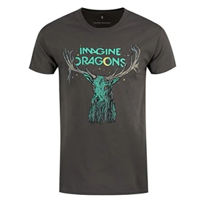 Imagen de Imagine Dragons Elk In Stars Camiseta Manga Corta, Gris, XL para Hombre