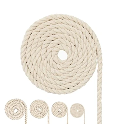 Imagen de Cordón de algodón, cuerda hilo macramé, muchos tamaños, algodón para manualidades, regalos (6 mm (5 m)