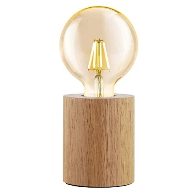 Imagen de Creativo lámpara de escritorio,Lampara Mesa E27 Lampara Escritorio Madera Noche Cilindro Para Hogar/Dormitorio/Sala Estar iluminación decorativa,Enchufe La Ue