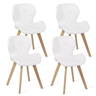 Imagen de IDMarket Juego de 4 sillas vestidor PU blancas para comedor