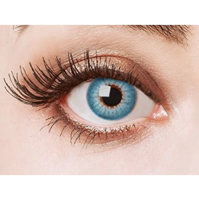 Imagen de aricona Kontaktlinsen lentes de contacto color azul natural sin dioptrías. 2 piezas, puede utilizarse durante 12 meses, Blue Fire