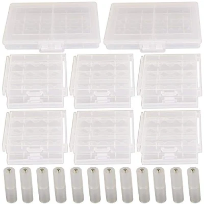 Imagen de GTIWUNG 2Pcs Caja de batería Plástico（10 Secciones）, 6Pcs Almacenamiento（4 Secciones） para AA y AAA + 12 Piezas a convertidor adaptadora cilíndrica/Transparente