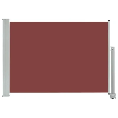 Imagen de vidaXL Toldo Lateral Retráctil para Patio Pantalla de Terraza Mampara Parasol Exterior Jardín Tela Lona PU Marrón Soporte Hierro 80x300 cm