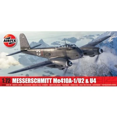 Imagen de Airfix Model Set, A04066 Messerschmitt Me410A 1/U2 &amp; U4 Building Kit, Kits de avión Modelo plástico para Adultos y niños Mayores 8 años, el Juego Incluye bebederos calcomanías