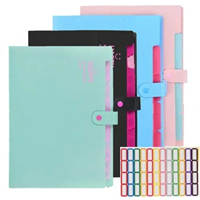 Imagen de KAHEIGN 4 Piezas A4 Expansión Carpetas De Archivos, 12 Bolsillos Carpeta Archivos con Cierre A Presión Tamaño Letra Organizador Papel para Documentos En Acordeón Oficina Escuela Casa