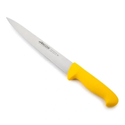 Imagen de Arcos Serie 2900 Cuchillo Trinchante Hoja de Acero Inoxidable NITRUM 250 mm Mango inyectado en Polipropileno Color amarillo