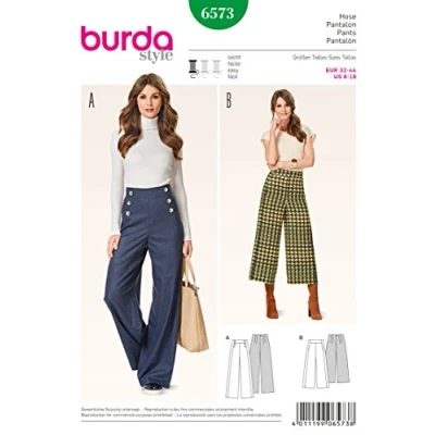 Imagen de burdastyle B6573 Burda Patrón de Costura para Pantalones, Papel, Blanco, 19 x 13 1 cm