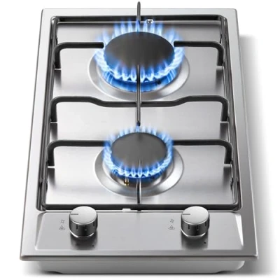 Imagen de TopStrong Placa de Gas 2 Fuegos, 30cm Encimera Butano, Cocina Dos Fuegos y Sistema Seguridad en Llama, Parillas Esmaltadas, Natural/Propano, Acero Inoxidable, 4200W