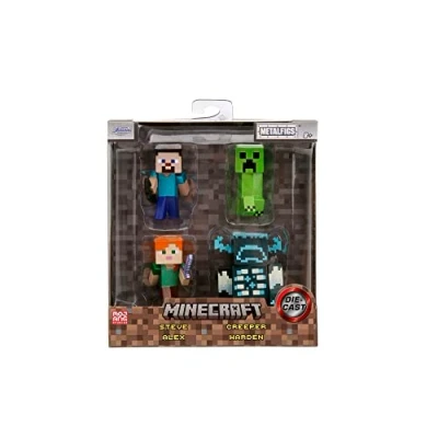 Imagen de Jada Set de 4 Figuras Minecraft Metálicas, 7cm, Coleccionables, Licencia Oficial (253262001)
