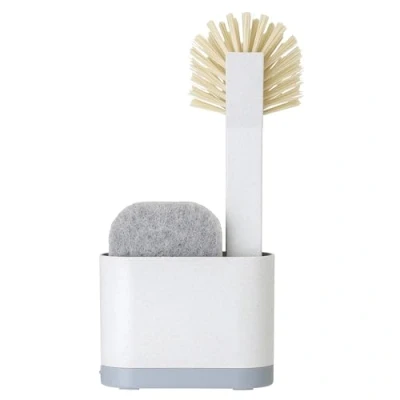 Imagen de Vigar Set de Fregadero 3 Piezas Base con Esponja y Cepillo 12 x 5 26 cm Zeroline Bandeja Extraíble Materiales 100% Reciclables Gris
