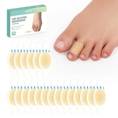 Imagen de Welnove Blister Plasters for Feet 20 Count Invisible Hydrocolloid Gel Bandages Cushion Pad Fingers, Toes (Toe Pack)