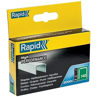 Imagen de Rapid Caja de Grapas Corona Plana para Plástico, Cartón y Alfombras N.º140 Acero Galvanizado, 10 mm 2.000