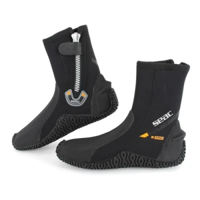 Imagen de SEAC Basic HD, 5 mm Neoprene Diving Boots with Side Zip and Semi Rigid Sole, Negro, XXL