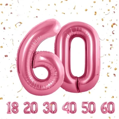 Imagen de Globos de cumpleaños 40 pulgadas decoración 60 años Globo inflable lámina Rosa decoracion