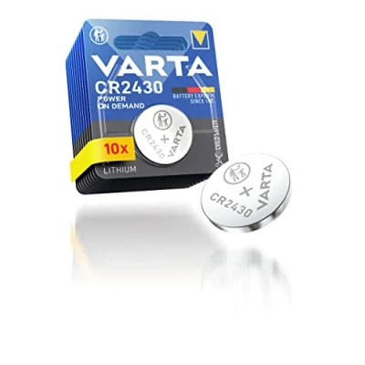 Imagen de VARTA Pilas de Botón CR2430, paquete 10, Power on Demand, Lithium, 3V, embalaje seguro para niños, dispositivos Smart Home, llaves coche y otras aplicaciones