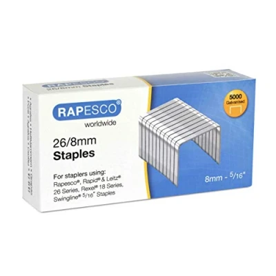 Imagen de Rapesco S11880Z3 Grapas Galvanizadas 26/8 mm, Caja de 5000