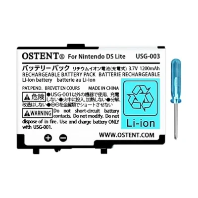Imagen de OSTENT 3.7V 1200mAh Recargable Li Ion Polímero Batería Kit de Herramientas para Nintendo DSL NDS Lite