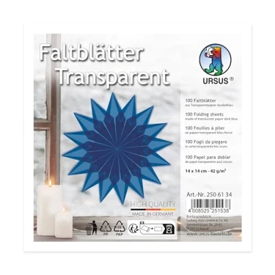 Imagen de Ursus 2506100 Hojas Plegables Azul Oscuro, Aprox. 14 x cm, 42 g/m², 100 Hojas, para Plegar Figuras Transparentes, de Color sólido, Papel, Multicolor, One Size
