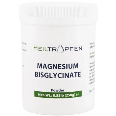 Imagen de Glicinato de magnesio como bisglicinato 0,55 libras 250 g Polvo cristal soluble en agua Heiltropfen®