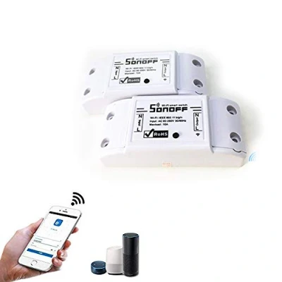 Imagen de Interruptor inteligente WiFi ACEMAX SONOFF, control remoto inalámbrico, compatible con iOS y Android, Alexa, Google Home Assistant, NEST, IFTTT (paquete de 2)